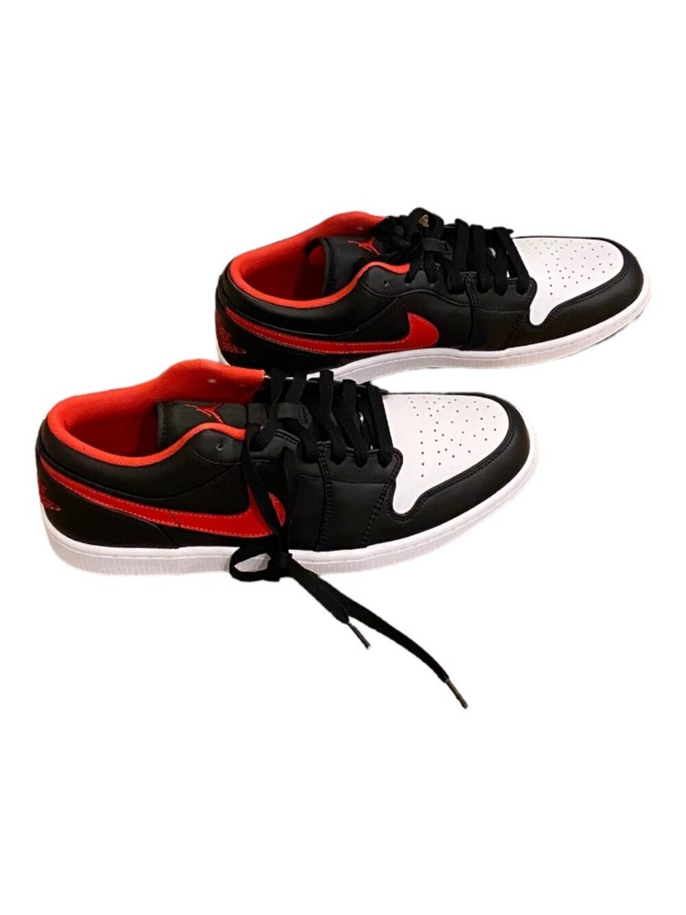 Nike Air Jordan 1 Low White Toe Shoes Black Fire Red 553558-063 Men's NEW Sz: 12